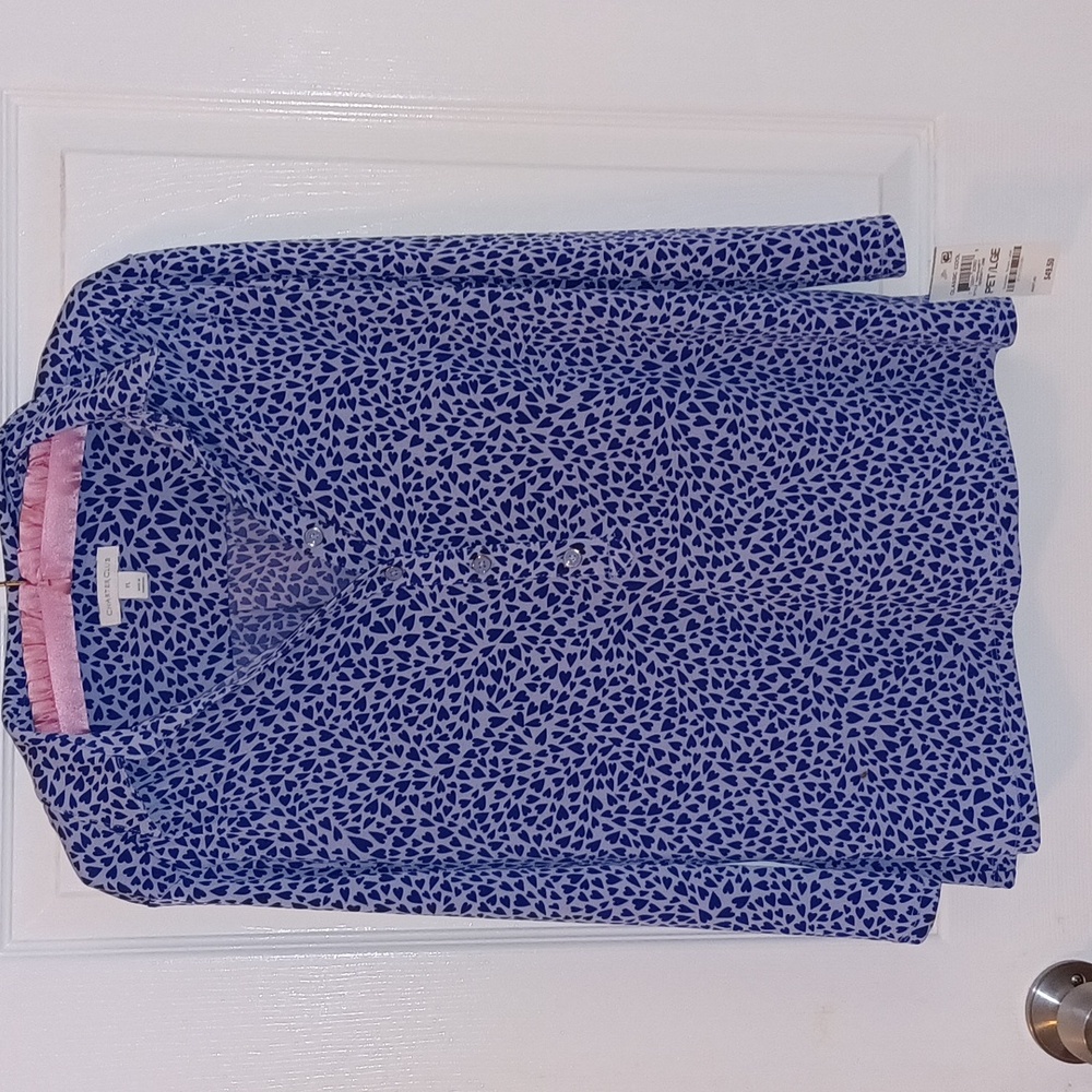 Blue Heart Print Bluse
